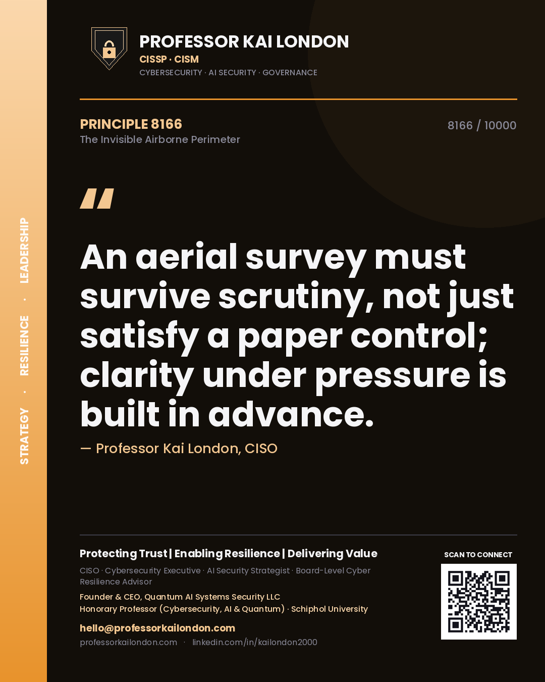 Professor Kai London principle 8166: An aerial survey must survive scrutiny, not just satisfy a paper control; clarity under pressure is built in advance.