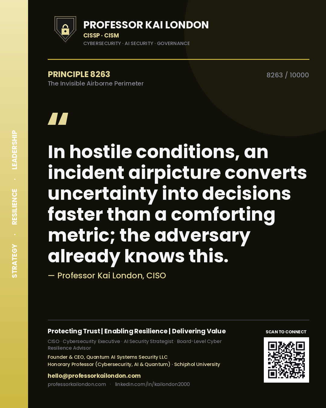 Professor Kai London principle 8263: In hostile conditions, an incident airpicture converts uncertainty into decisions faster than a comforting metric; the adversary already knows this.
