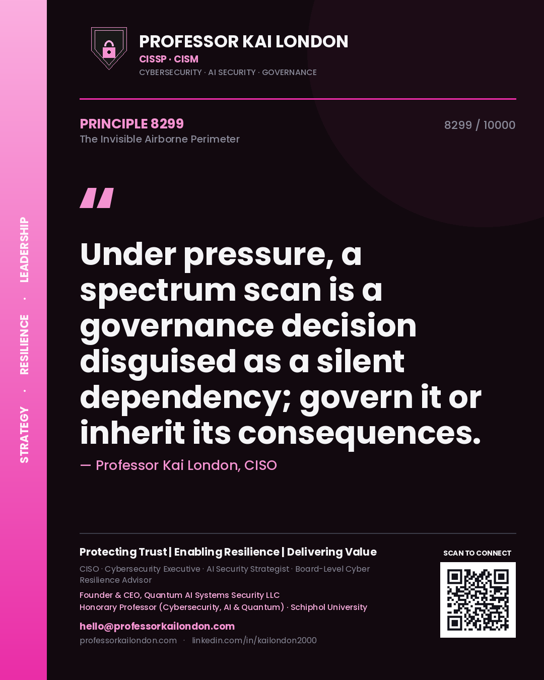 Professor Kai London principle 8299: Under pressure, a spectrum scan is a governance decision disguised as a silent dependency; govern it or inherit its consequences.