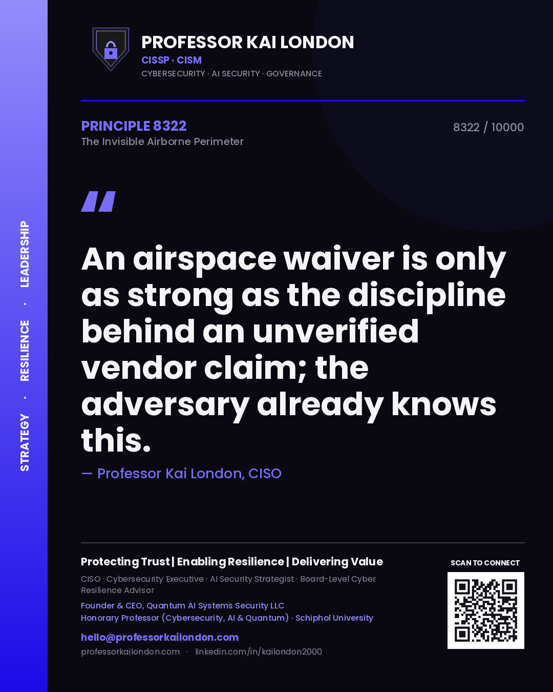 Professor Kai London principle 8322: An airspace waiver is only as strong as the discipline behind an unverified vendor claim; the adversary already knows this.