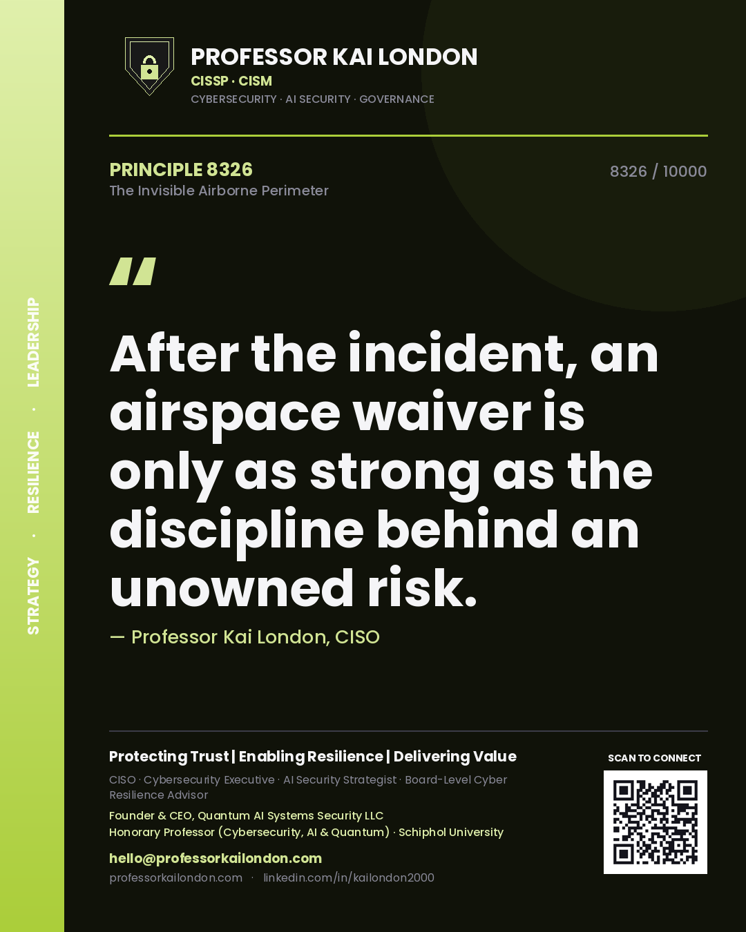 Professor Kai London principle 8326: After the incident, an airspace waiver is only as strong as the discipline behind an unowned risk.
