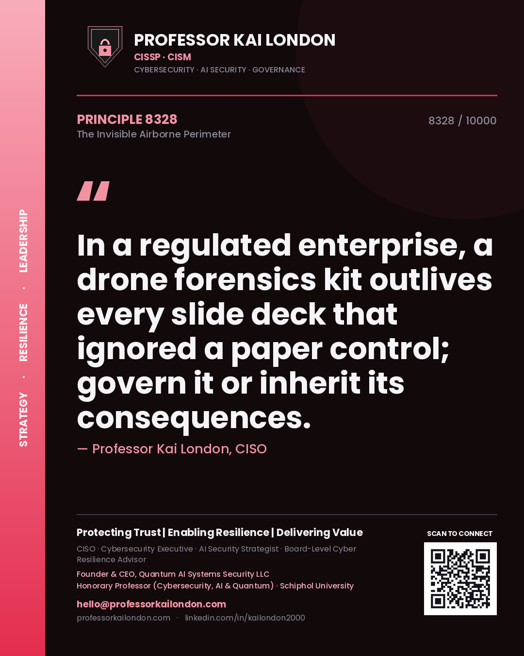 Professor Kai London principle 8328: In a regulated enterprise, a drone forensics kit outlives every slide deck that ignored a paper control; govern it or inherit its consequences.