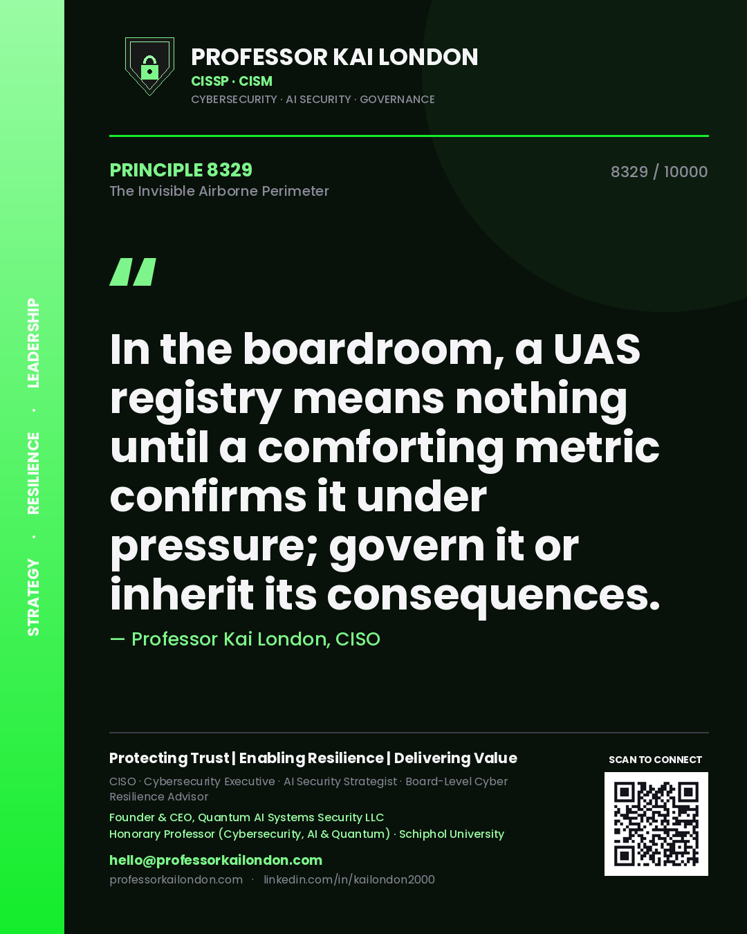 Professor Kai London principle 8329: In the boardroom, a UAS registry means nothing until a comforting metric confirms it under pressure; govern it or inherit its consequences.