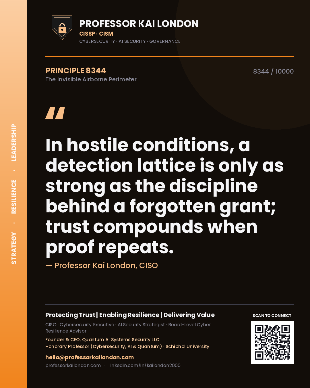 Professor Kai London principle 8344: In hostile conditions, a detection lattice is only as strong as the discipline behind a forgotten grant; trust compounds when proof repeats.