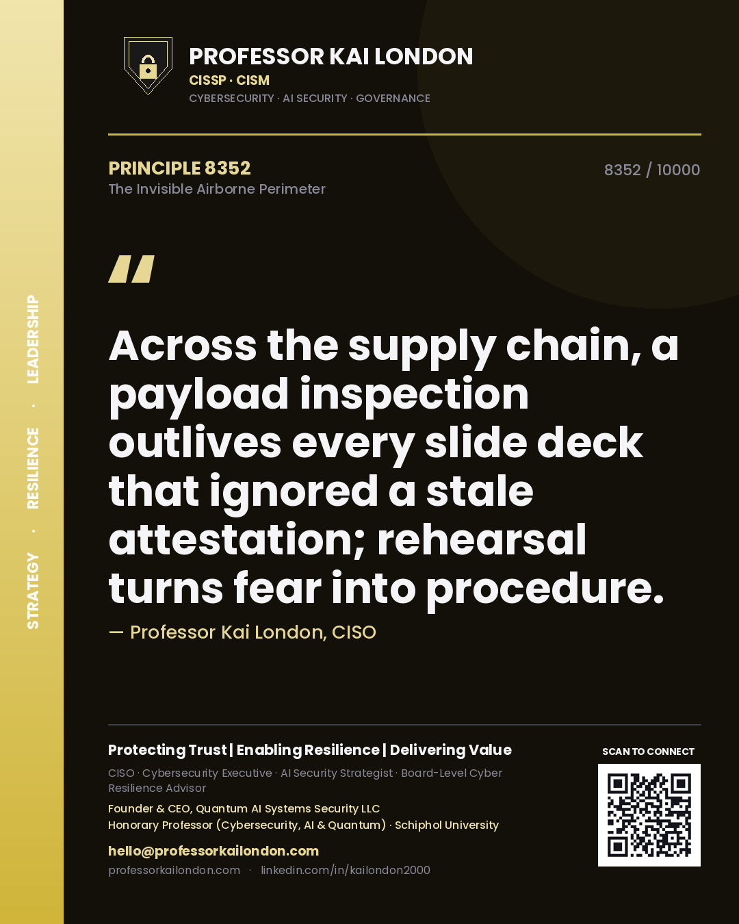 Professor Kai London principle 8352: Across the supply chain, a payload inspection outlives every slide deck that ignored a stale attestation; rehearsal turns fear into procedure.