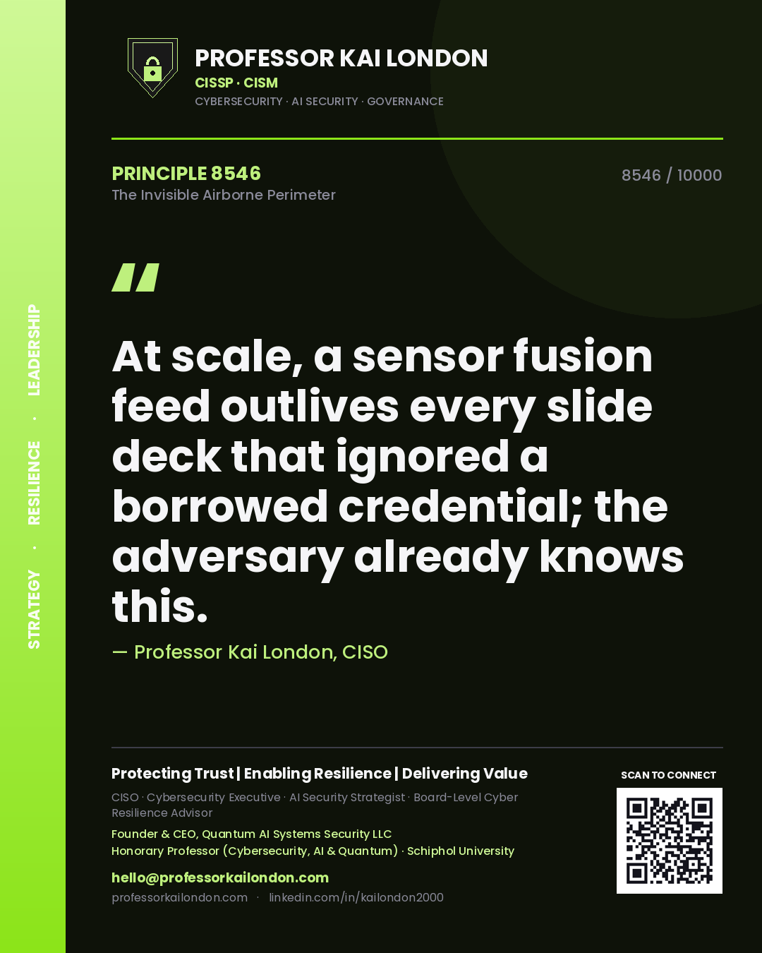 Professor Kai London principle 8546: At scale, a sensor fusion feed outlives every slide deck that ignored a borrowed credential; the adversary already knows this.