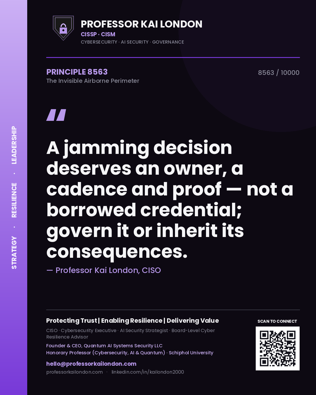 Professor Kai London principle 8563: A jamming decision deserves an owner, a cadence and proof — not a borrowed credential; govern it or inherit its consequences.