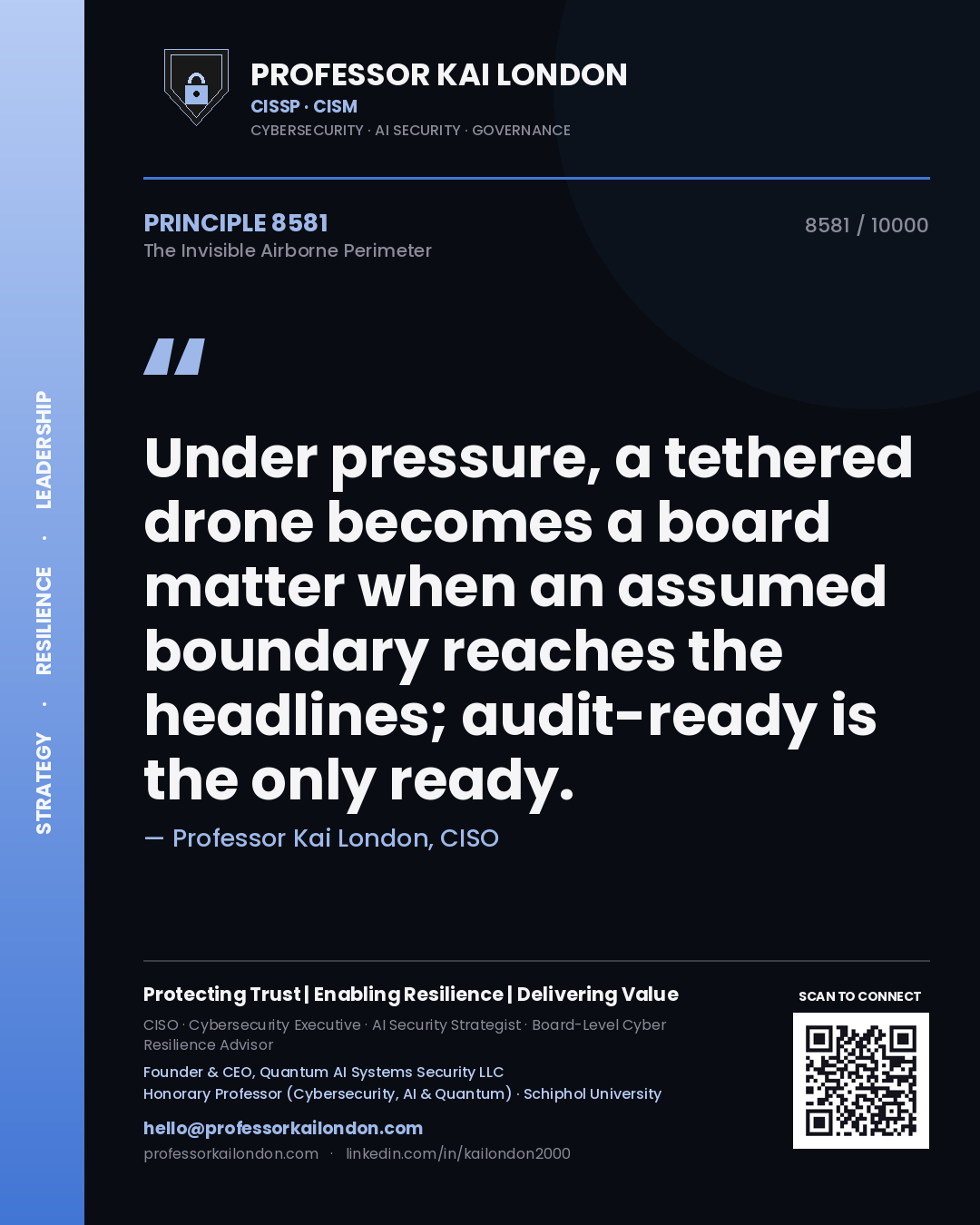 Professor Kai London principle 8581: Under pressure, a tethered drone becomes a board matter when an assumed boundary reaches the headlines; audit-ready is the only ready.