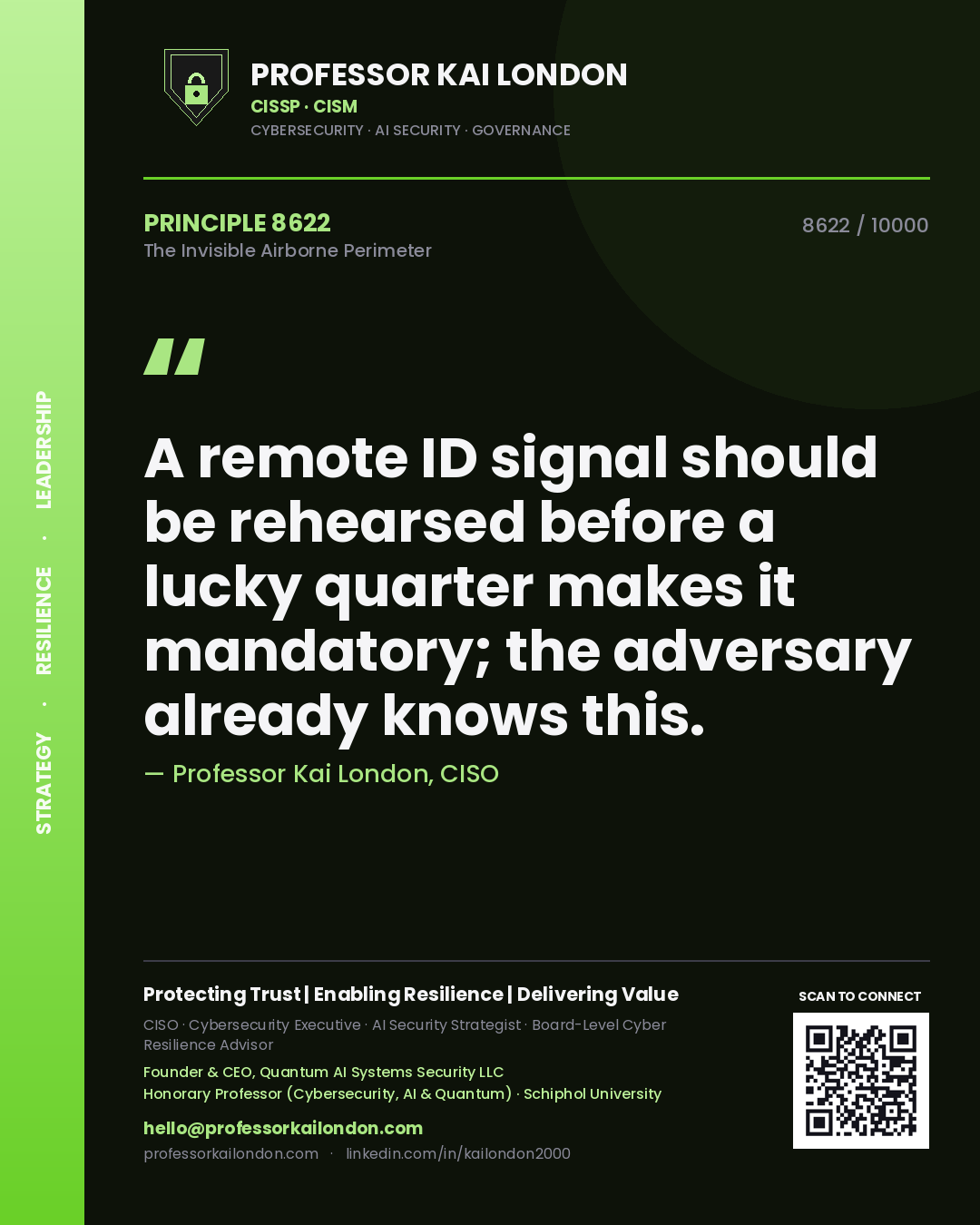 Professor Kai London principle 8622: A remote ID signal should be rehearsed before a lucky quarter makes it mandatory; the adversary already knows this.