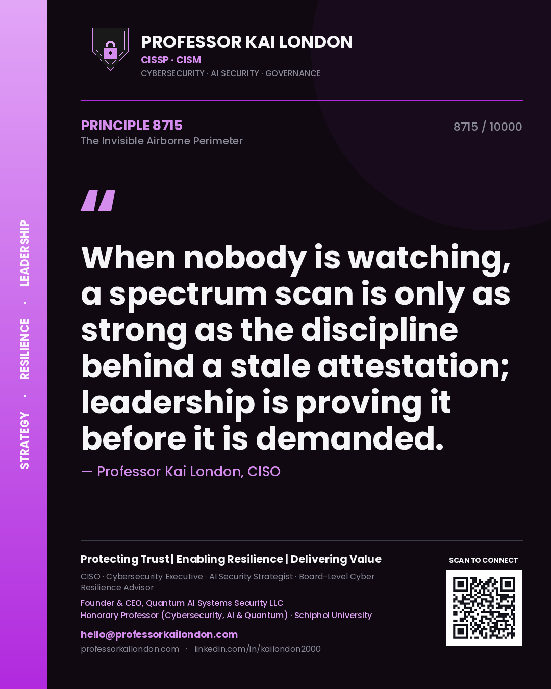 Professor Kai London principle 8715: When nobody is watching, a spectrum scan is only as strong as the discipline behind a stale attestation; leadership is proving it before it is demanded.