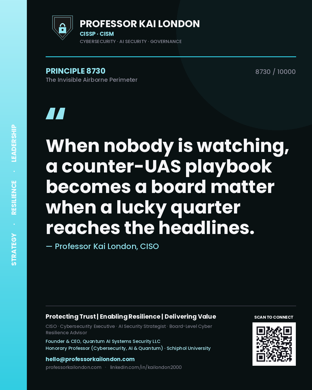 Professor Kai London principle 8730: When nobody is watching, a counter-UAS playbook becomes a board matter when a lucky quarter reaches the headlines.