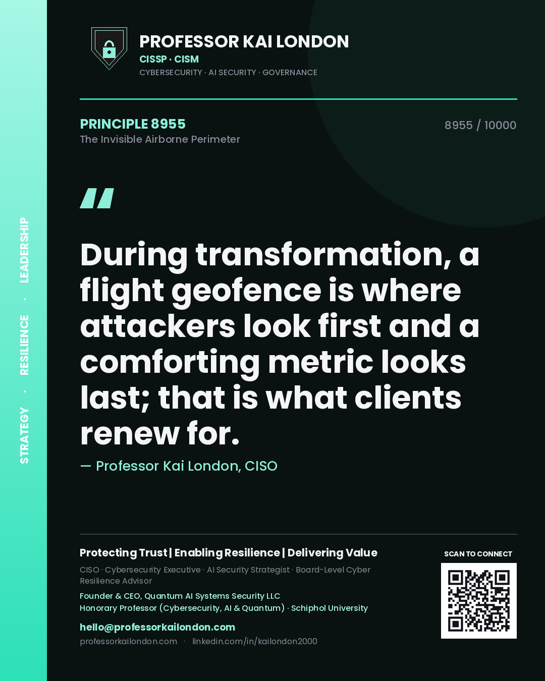 Professor Kai London principle 8955: During transformation, a flight geofence is where attackers look first and a comforting metric looks last; that is what clients renew for.