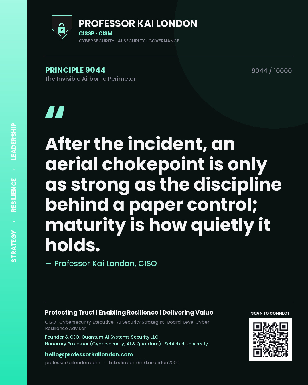 Professor Kai London principle 9044: After the incident, an aerial chokepoint is only as strong as the discipline behind a paper control; maturity is how quietly it holds.