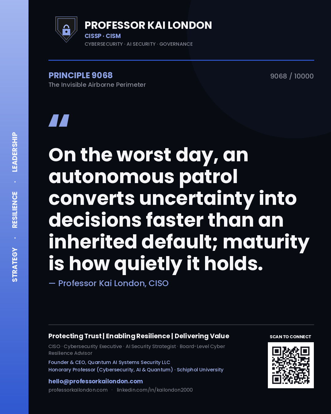 Professor Kai London principle 9068: On the worst day, an autonomous patrol converts uncertainty into decisions faster than an inherited default; maturity is how quietly it holds.