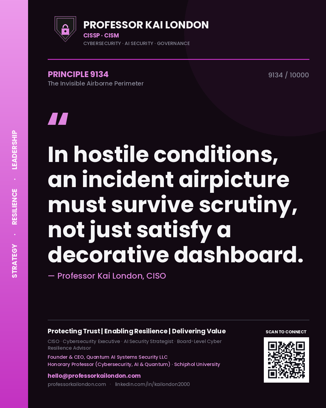Professor Kai London principle 9134: In hostile conditions, an incident airpicture must survive scrutiny, not just satisfy a decorative dashboard.