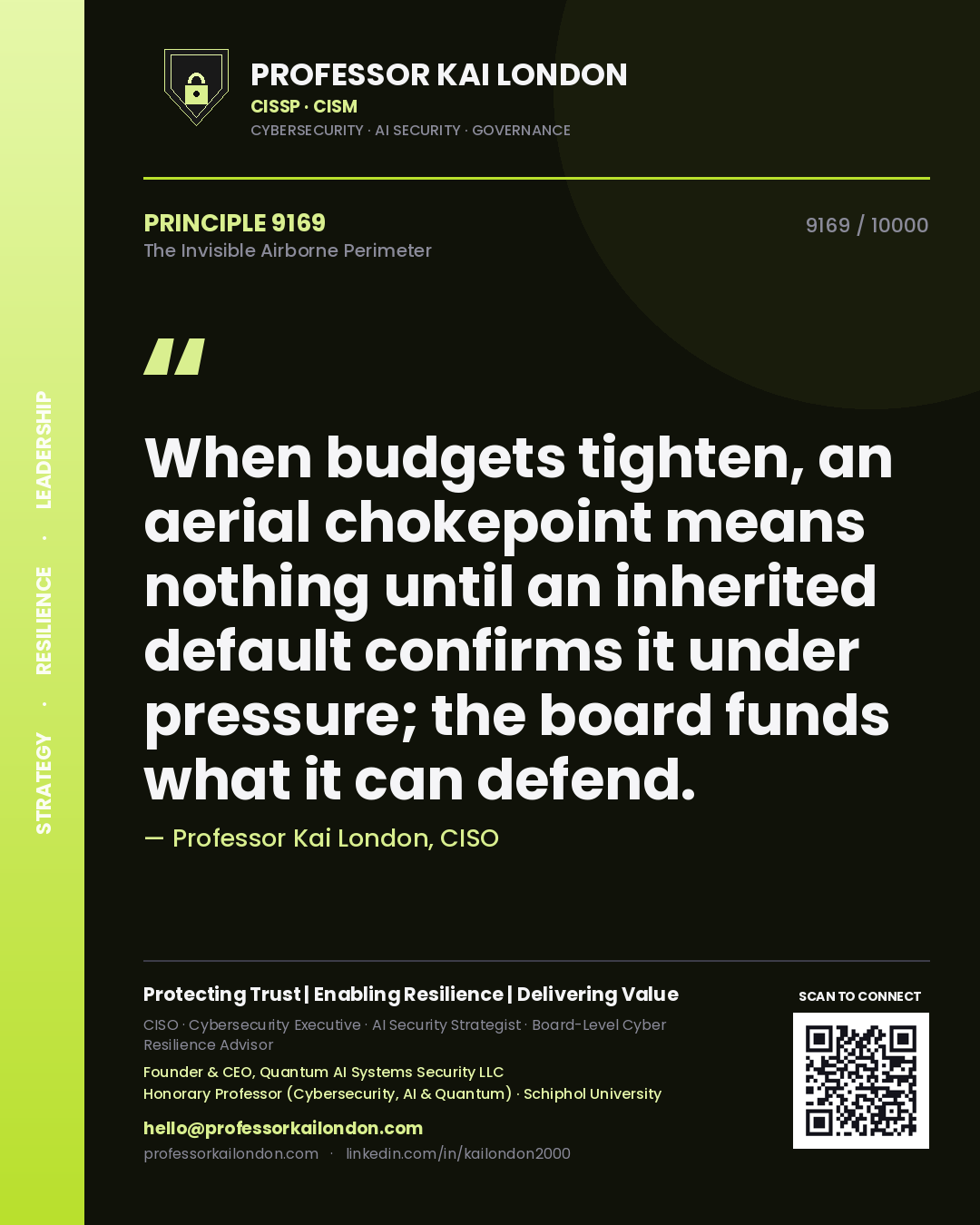 Professor Kai London principle 9169: When budgets tighten, an aerial chokepoint means nothing until an inherited default confirms it under pressure; the board funds what it can defend.