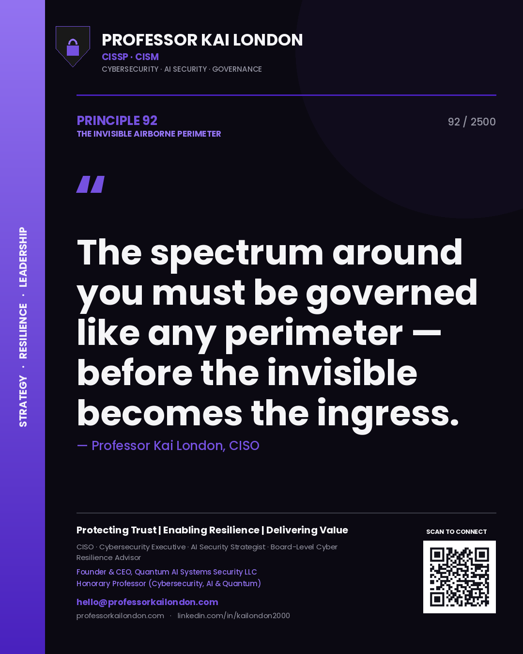 Professor Kai London principle 92: The spectrum around you must be governed like any perimeter — before the invisible becomes the ingress.