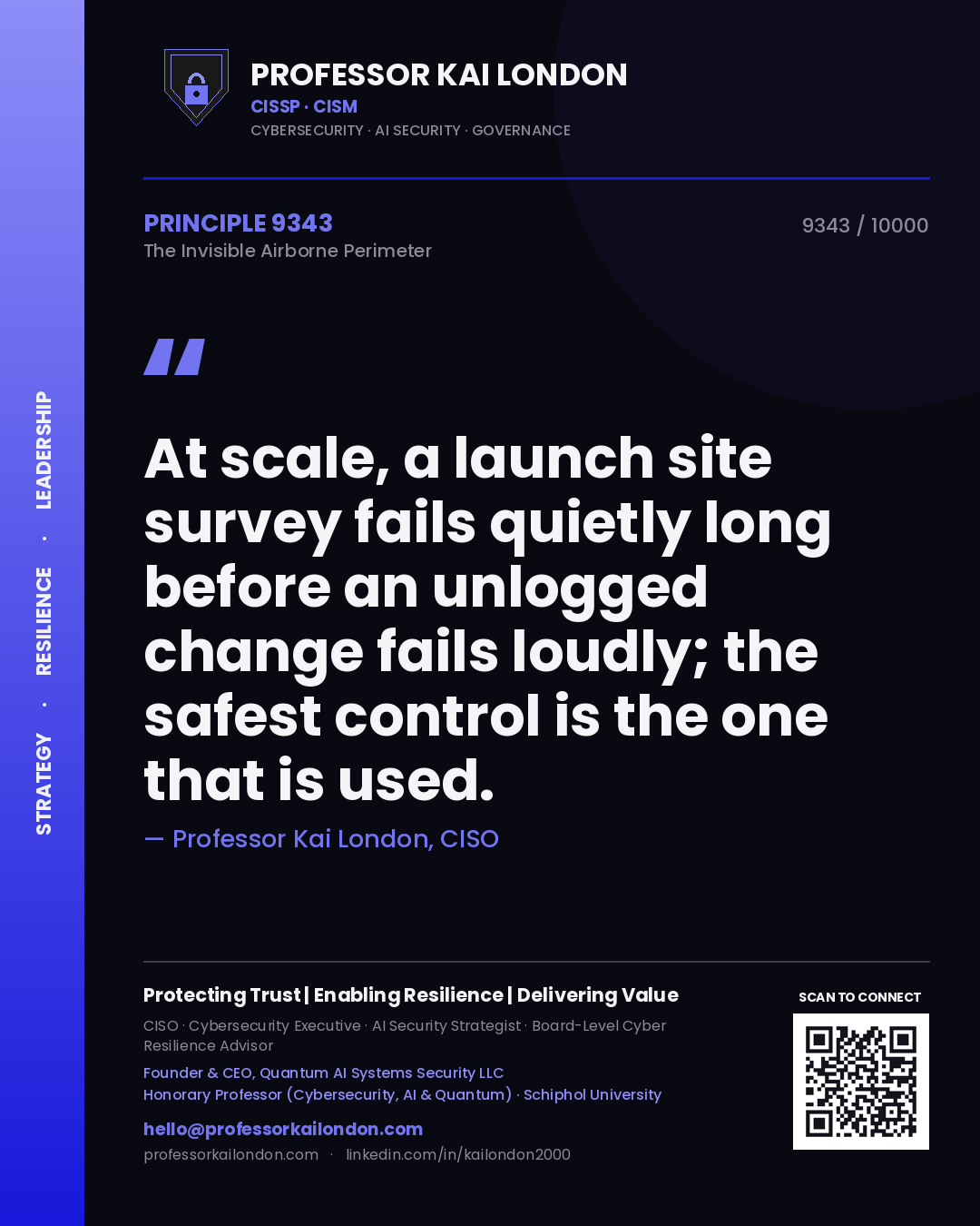Professor Kai London principle 9343: At scale, a launch site survey fails quietly long before an unlogged change fails loudly; the safest control is the one that is used.