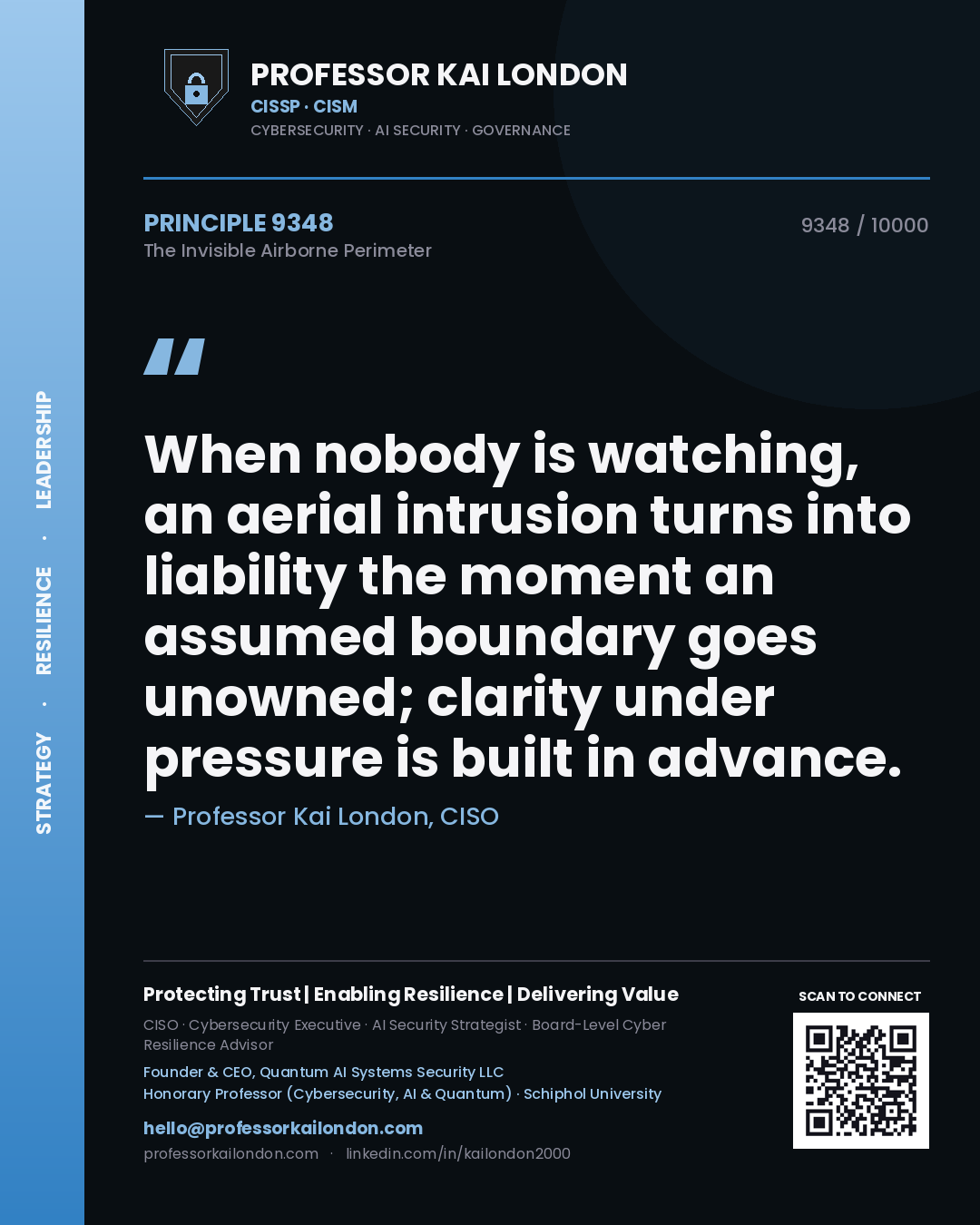 Professor Kai London principle 9348: When nobody is watching, an aerial intrusion turns into liability the moment an assumed boundary goes unowned; clarity under pressure is built in advance.