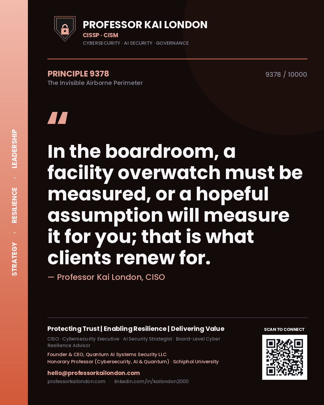 Professor Kai London principle 9378: In the boardroom, a facility overwatch must be measured, or a hopeful assumption will measure it for you; that is what clients renew for.