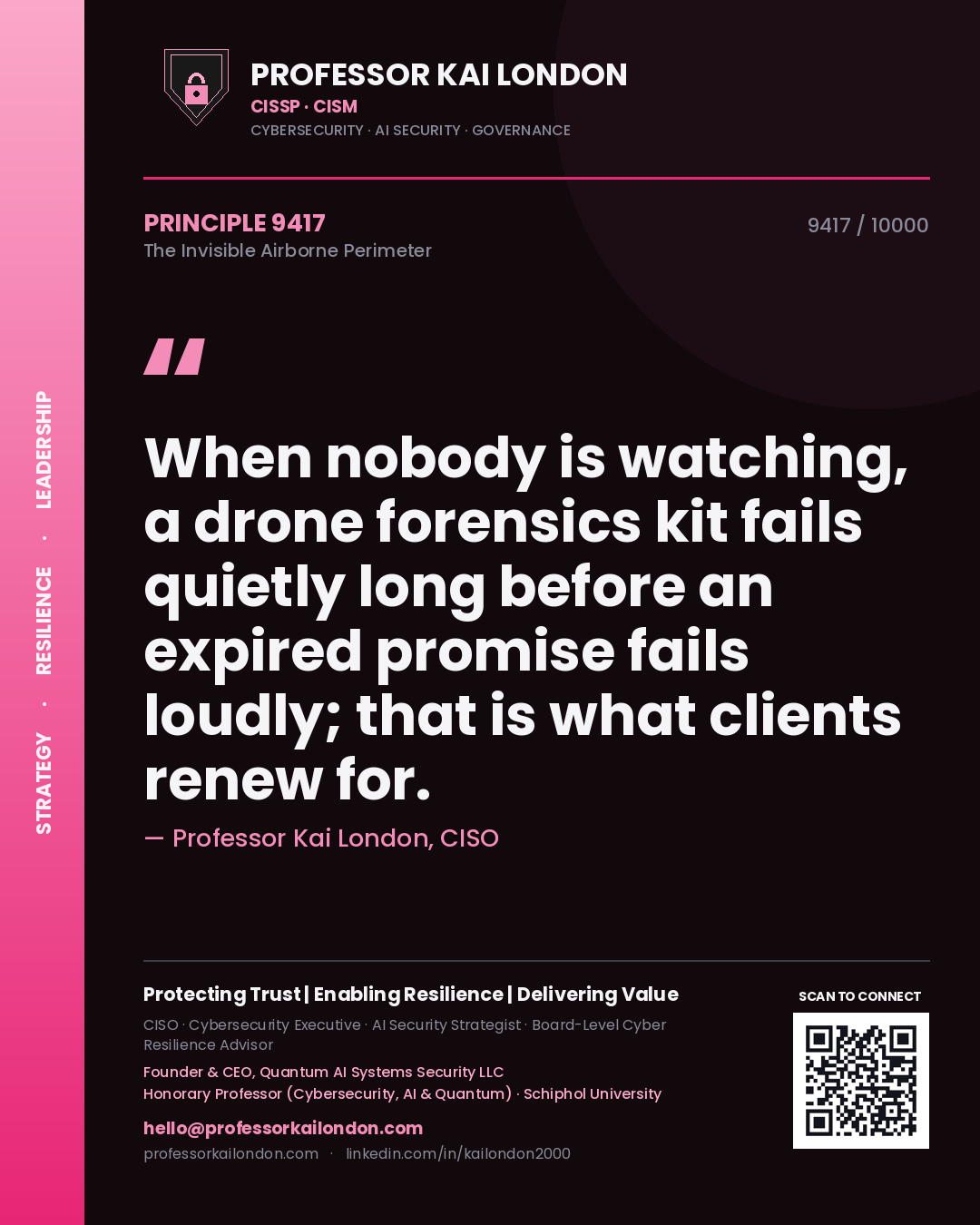 Professor Kai London principle 9417: When nobody is watching, a drone forensics kit fails quietly long before an expired promise fails loudly; that is what clients renew for.