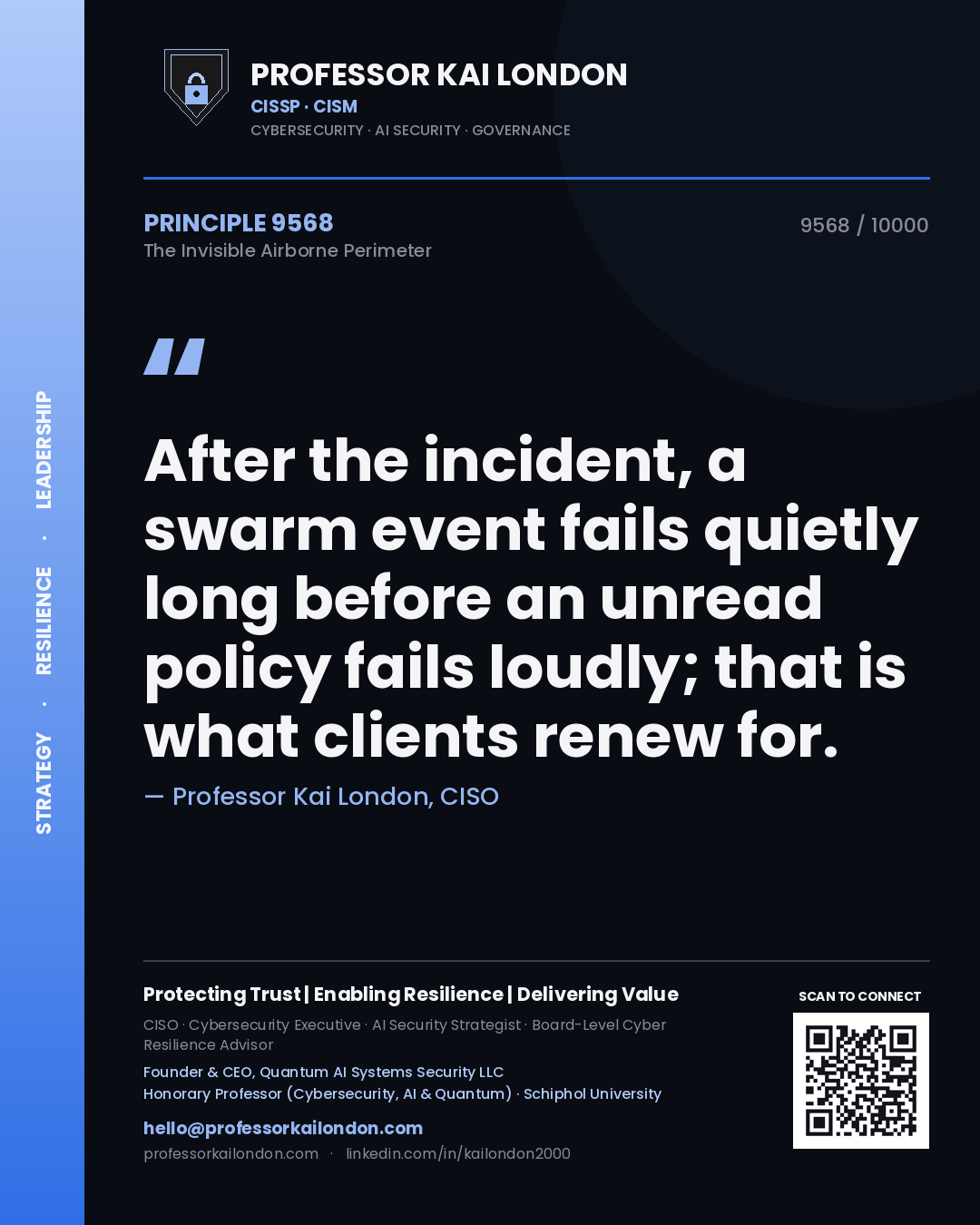 Professor Kai London principle 9568: After the incident, a swarm event fails quietly long before an unread policy fails loudly; that is what clients renew for.