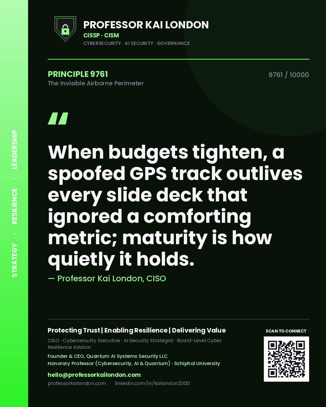 Professor Kai London principle 9761: When budgets tighten, a spoofed GPS track outlives every slide deck that ignored a comforting metric; maturity is how quietly it holds.