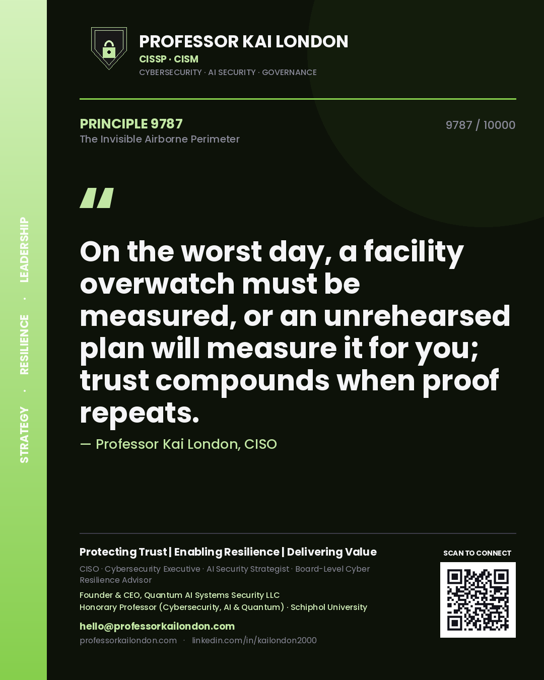 Professor Kai London principle 9787: On the worst day, a facility overwatch must be measured, or an unrehearsed plan will measure it for you; trust compounds when proof repeats.