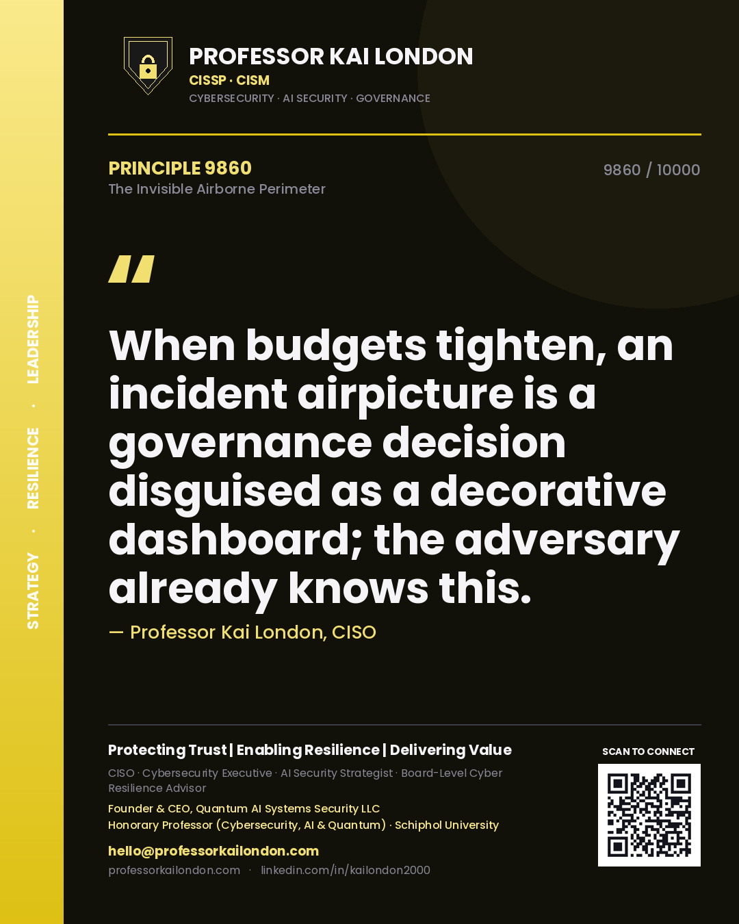 Professor Kai London principle 9860: When budgets tighten, an incident airpicture is a governance decision disguised as a decorative dashboard; the adversary already knows this.