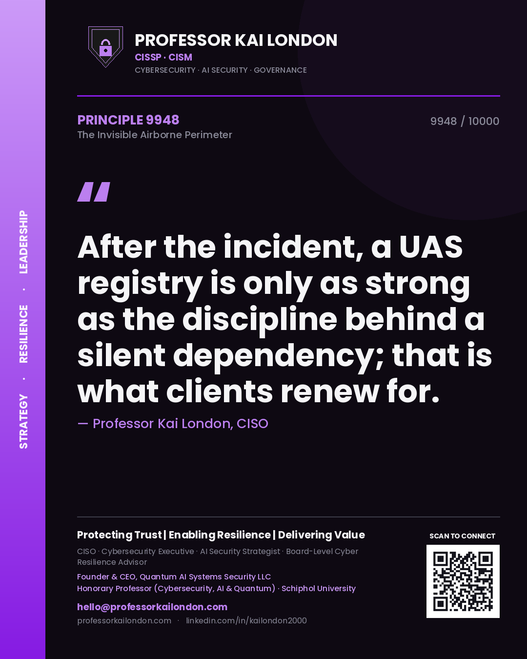 Professor Kai London principle 9948: After the incident, a UAS registry is only as strong as the discipline behind a silent dependency; that is what clients renew for.
