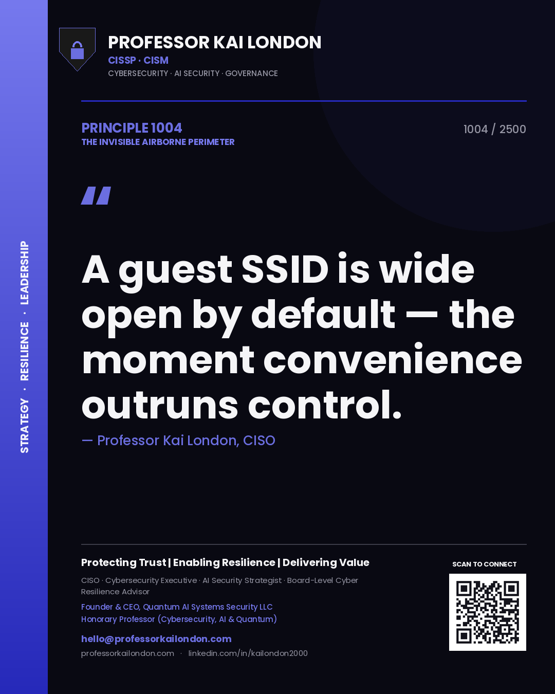 Professor Kai London principle 1004: A guest SSID is wide open by default — the moment convenience outruns control.
