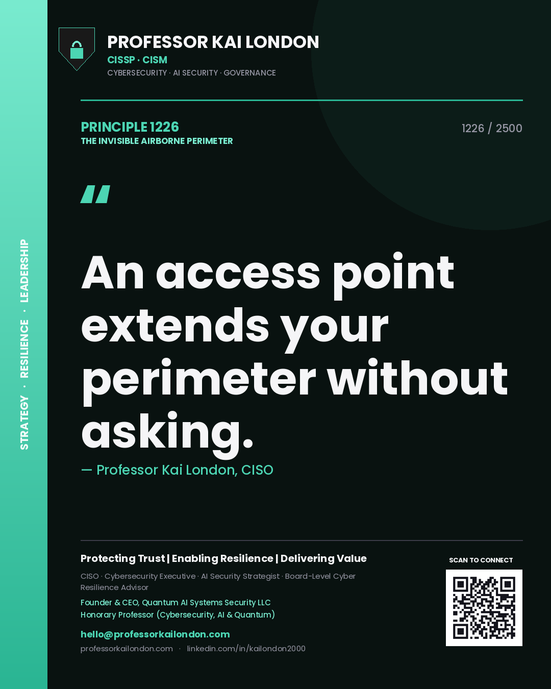 Professor Kai London principle 1226: An access point extends your perimeter without asking.