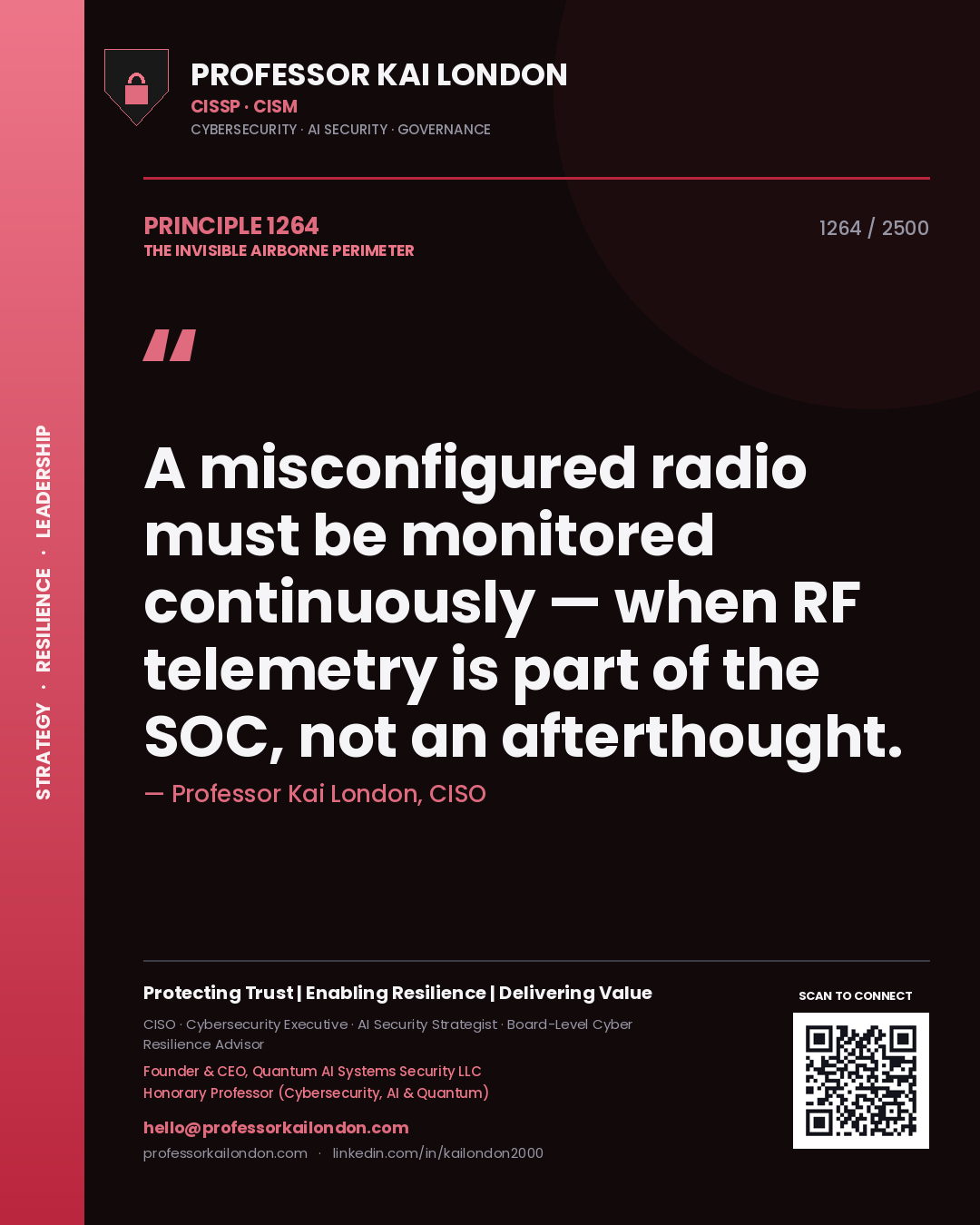 Professor Kai London principle 1264: A misconfigured radio must be monitored continuously — when RF telemetry is part of the SOC, not an afterthought.