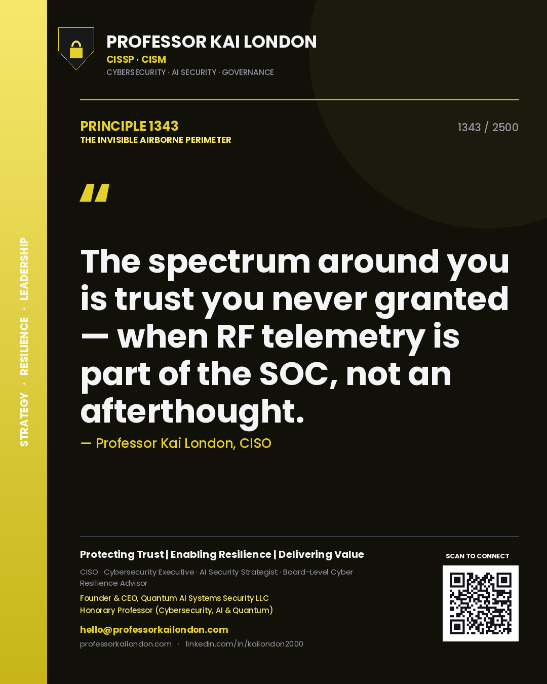 Professor Kai London principle 1343: The spectrum around you is trust you never granted — when RF telemetry is part of the SOC, not an afterthought.