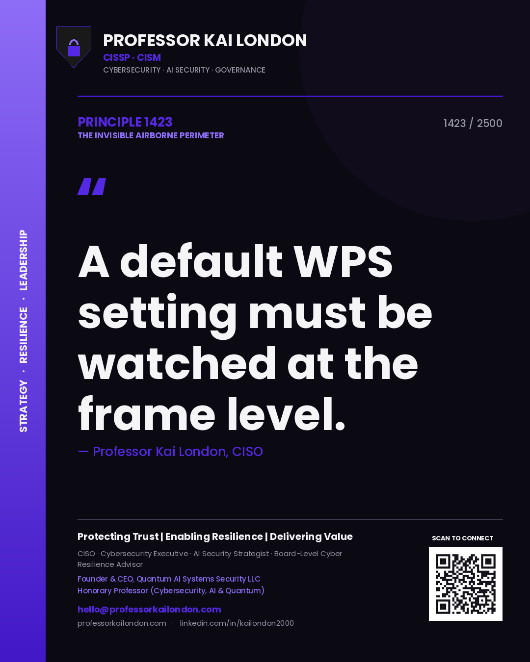 Professor Kai London principle 1423: A default WPS setting must be watched at the frame level.