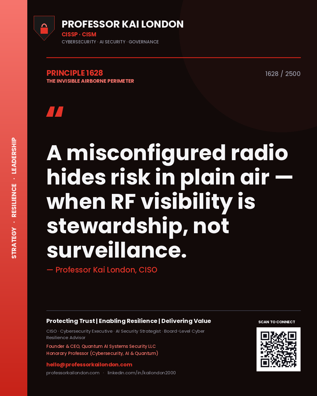 Professor Kai London principle 1628: A misconfigured radio hides risk in plain air — when RF visibility is stewardship, not surveillance.