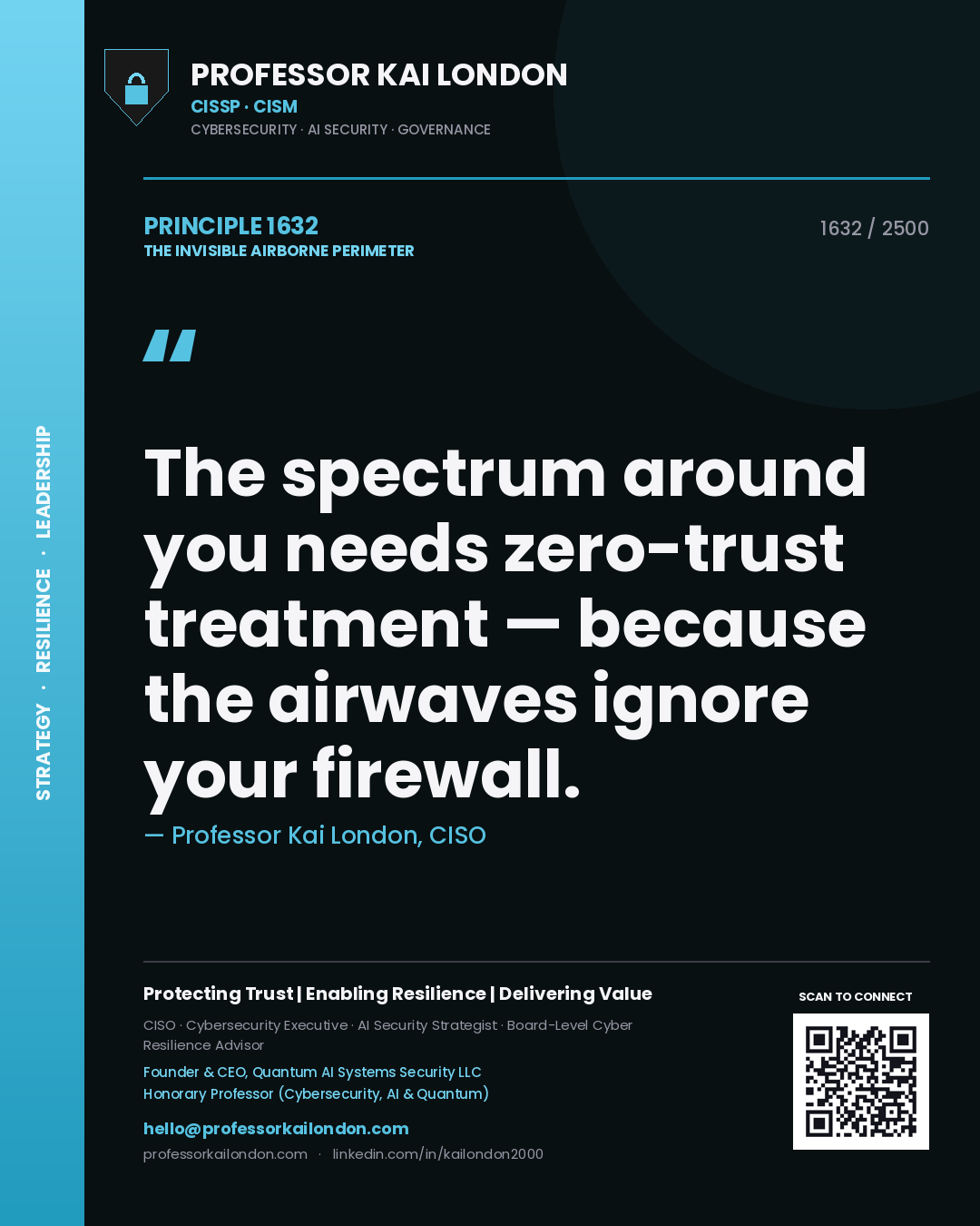 Professor Kai London principle 1632: The spectrum around you needs zero-trust treatment — because the airwaves ignore your firewall.