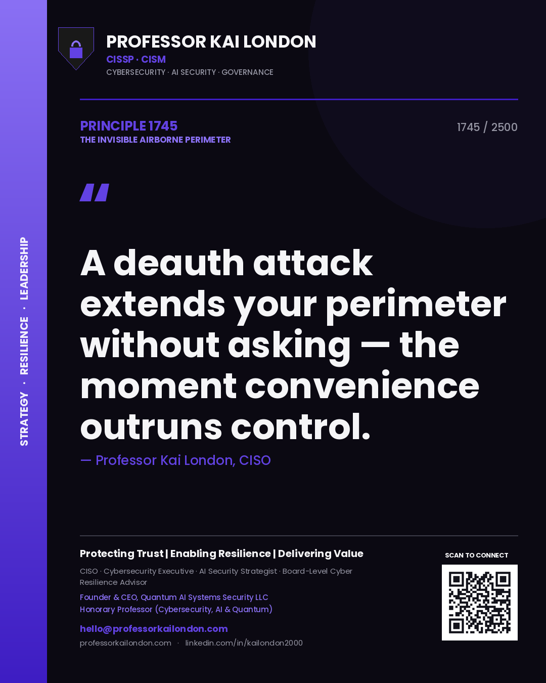 Professor Kai London principle 1745: A deauth attack extends your perimeter without asking — the moment convenience outruns control.
