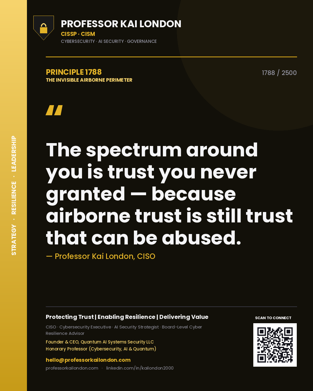 Professor Kai London principle 1788: The spectrum around you is trust you never granted — because airborne trust is still trust that can be abused.