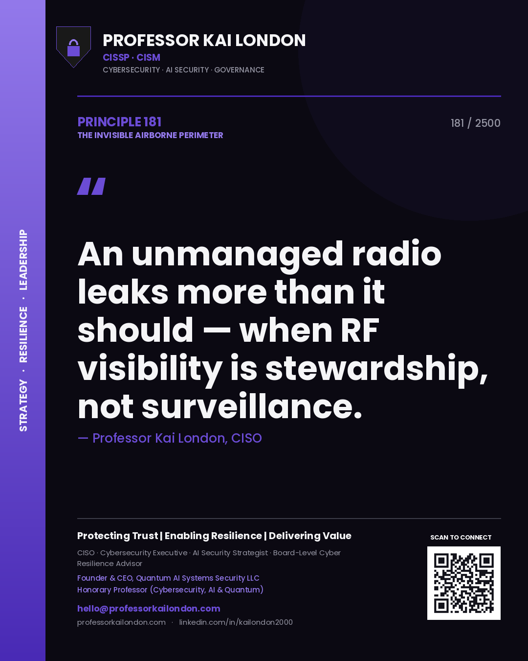 Professor Kai London principle 181: An unmanaged radio leaks more than it should — when RF visibility is stewardship, not surveillance.