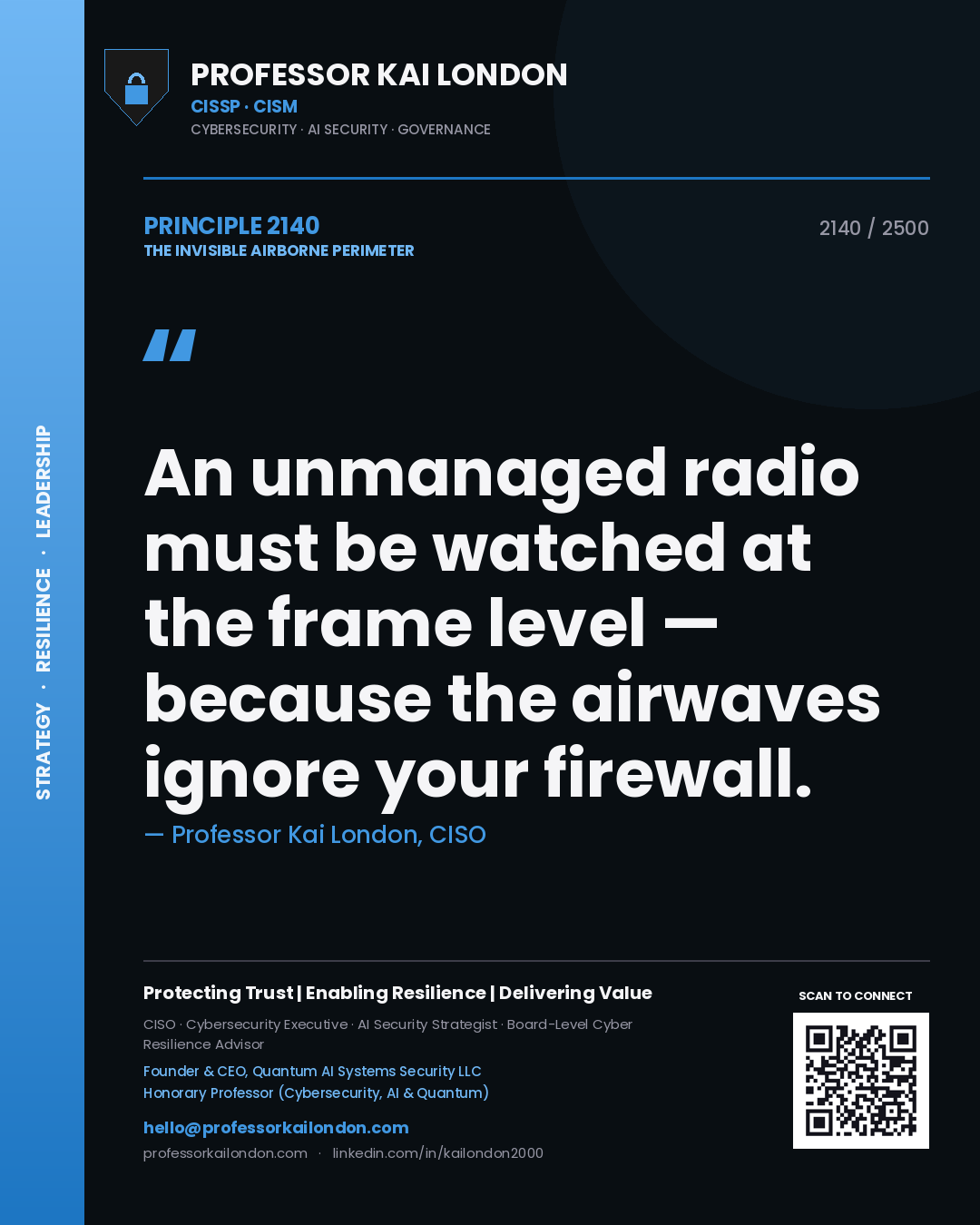 Professor Kai London principle 2140: An unmanaged radio must be watched at the frame level — because the airwaves ignore your firewall.