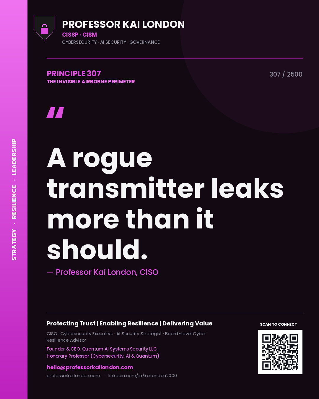 Professor Kai London principle 307: A rogue transmitter leaks more than it should.