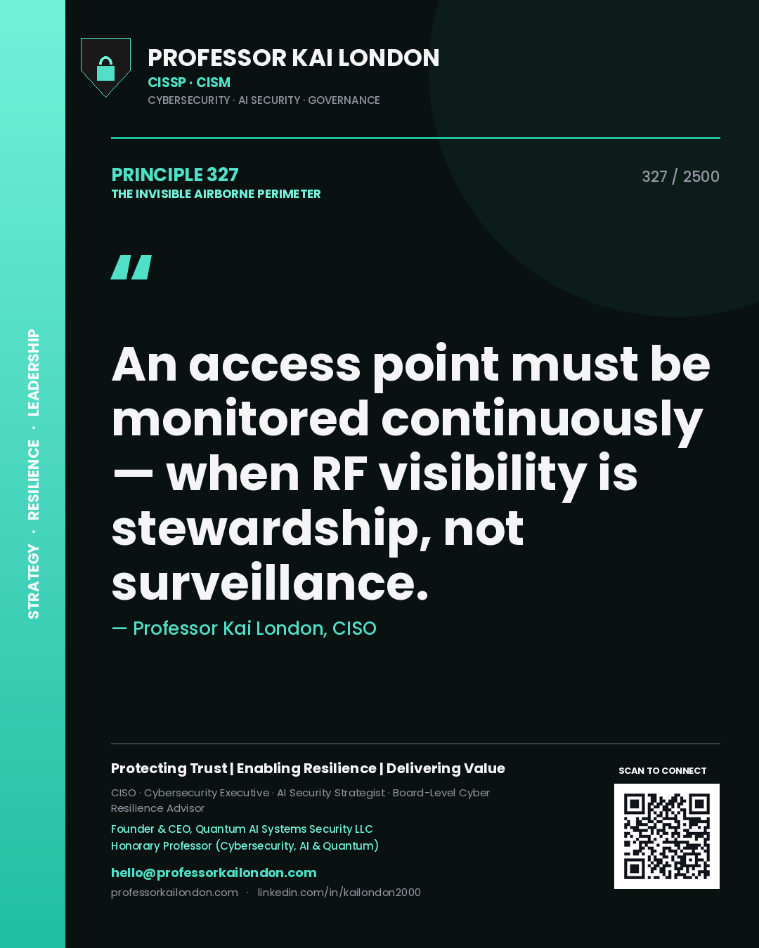 Professor Kai London principle 327: An access point must be monitored continuously — when RF visibility is stewardship, not surveillance.
