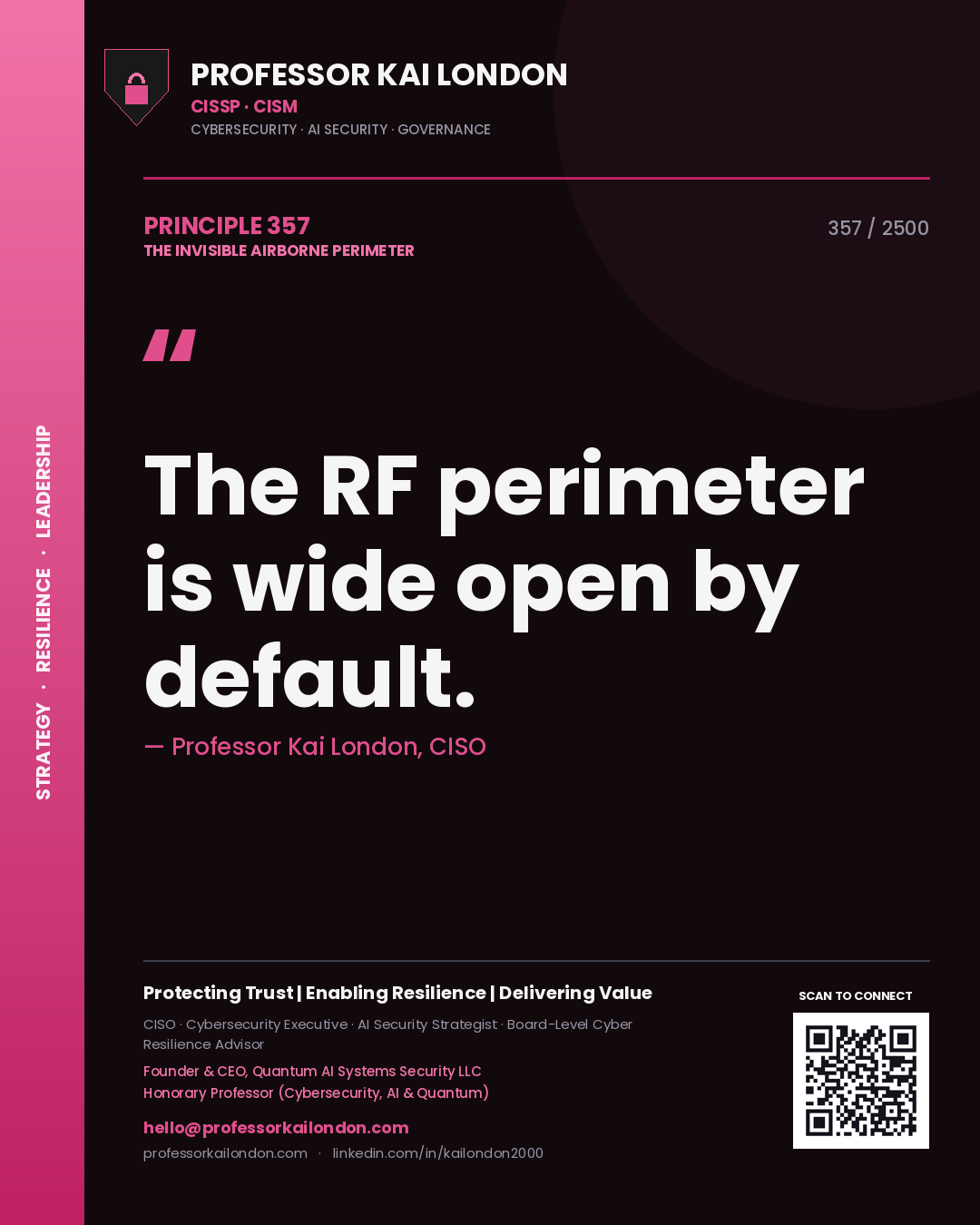 Professor Kai London principle 357: The RF perimeter is wide open by default.