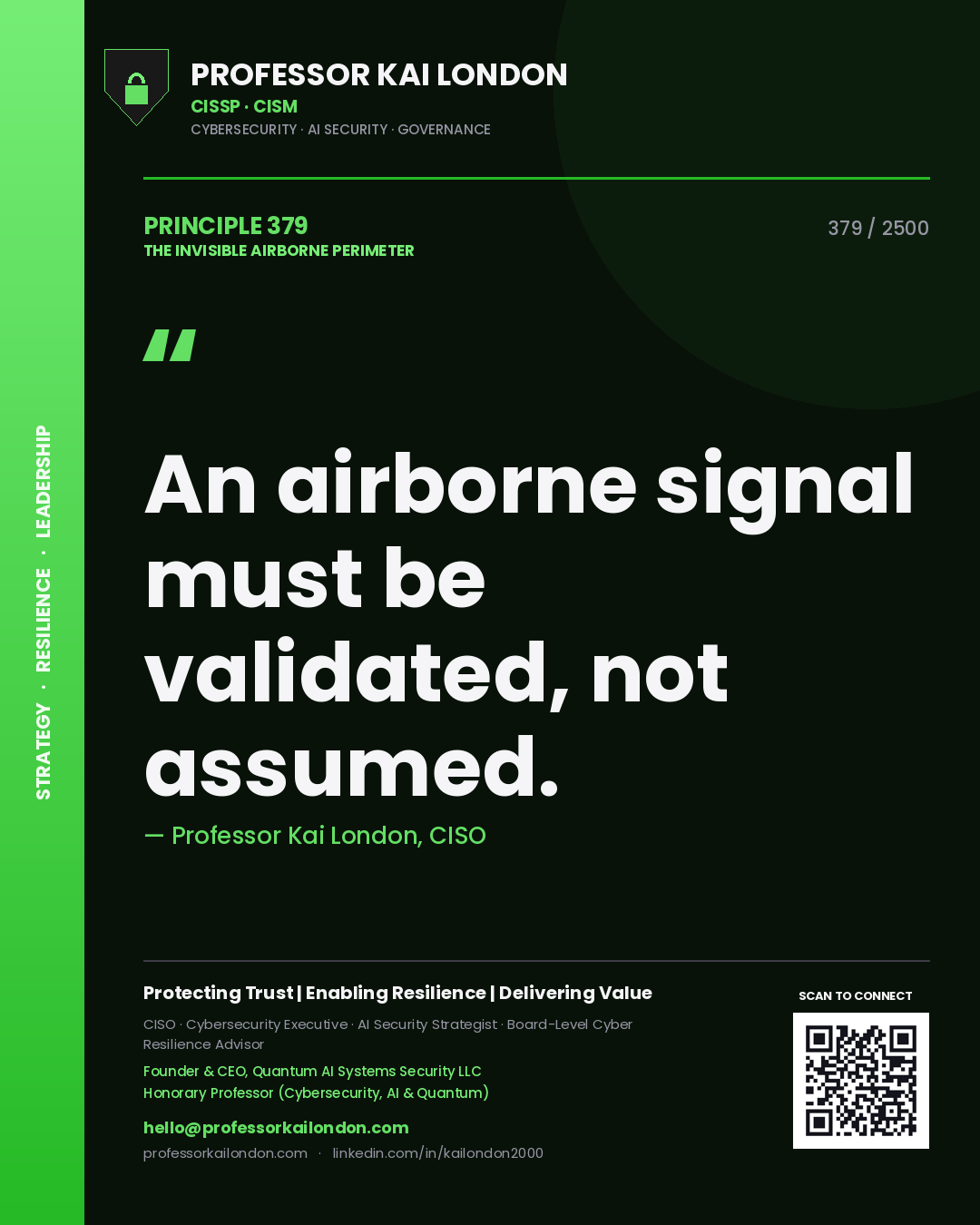 Professor Kai London principle 379: An airborne signal must be validated, not assumed.