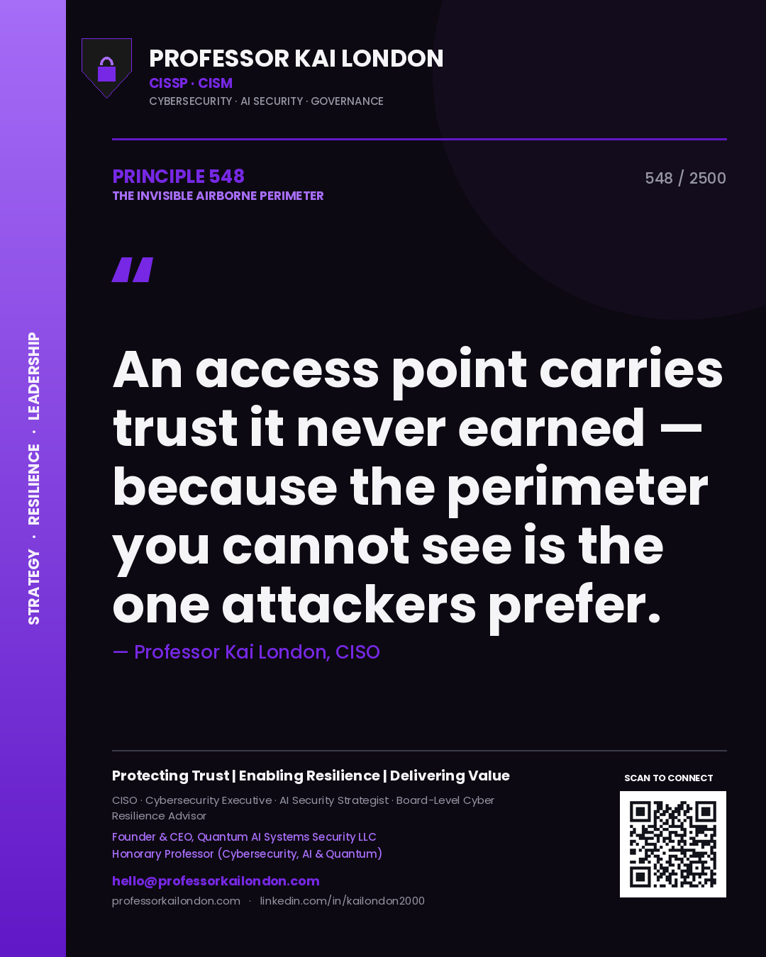 Professor Kai London principle 548: An access point carries trust it never earned — because the perimeter you cannot see is the one attackers prefer.