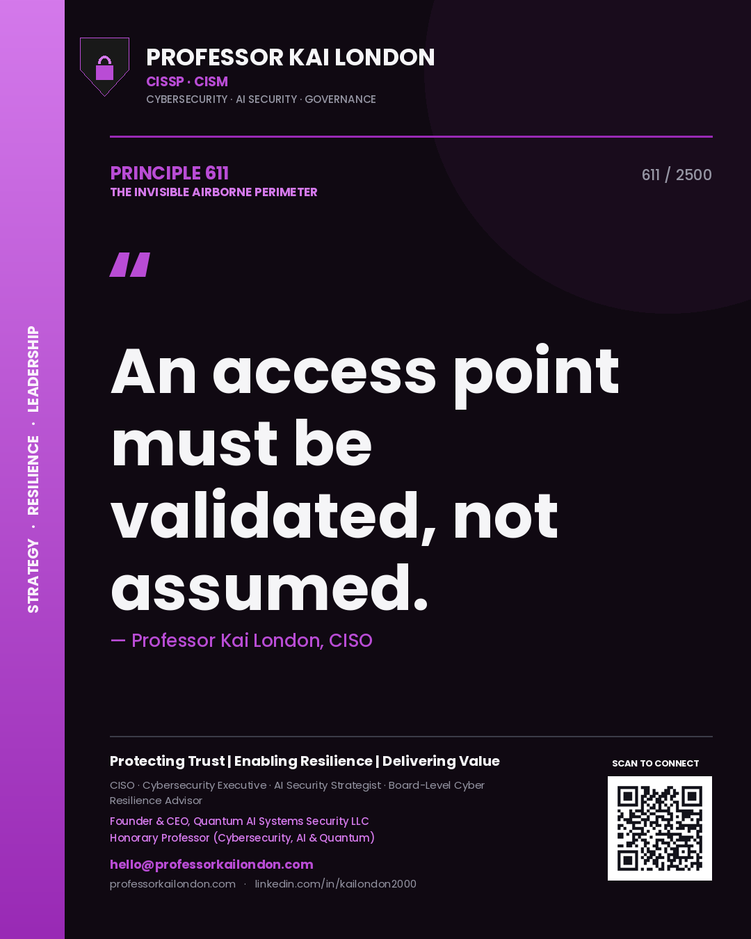 Professor Kai London principle 611: An access point must be validated, not assumed.