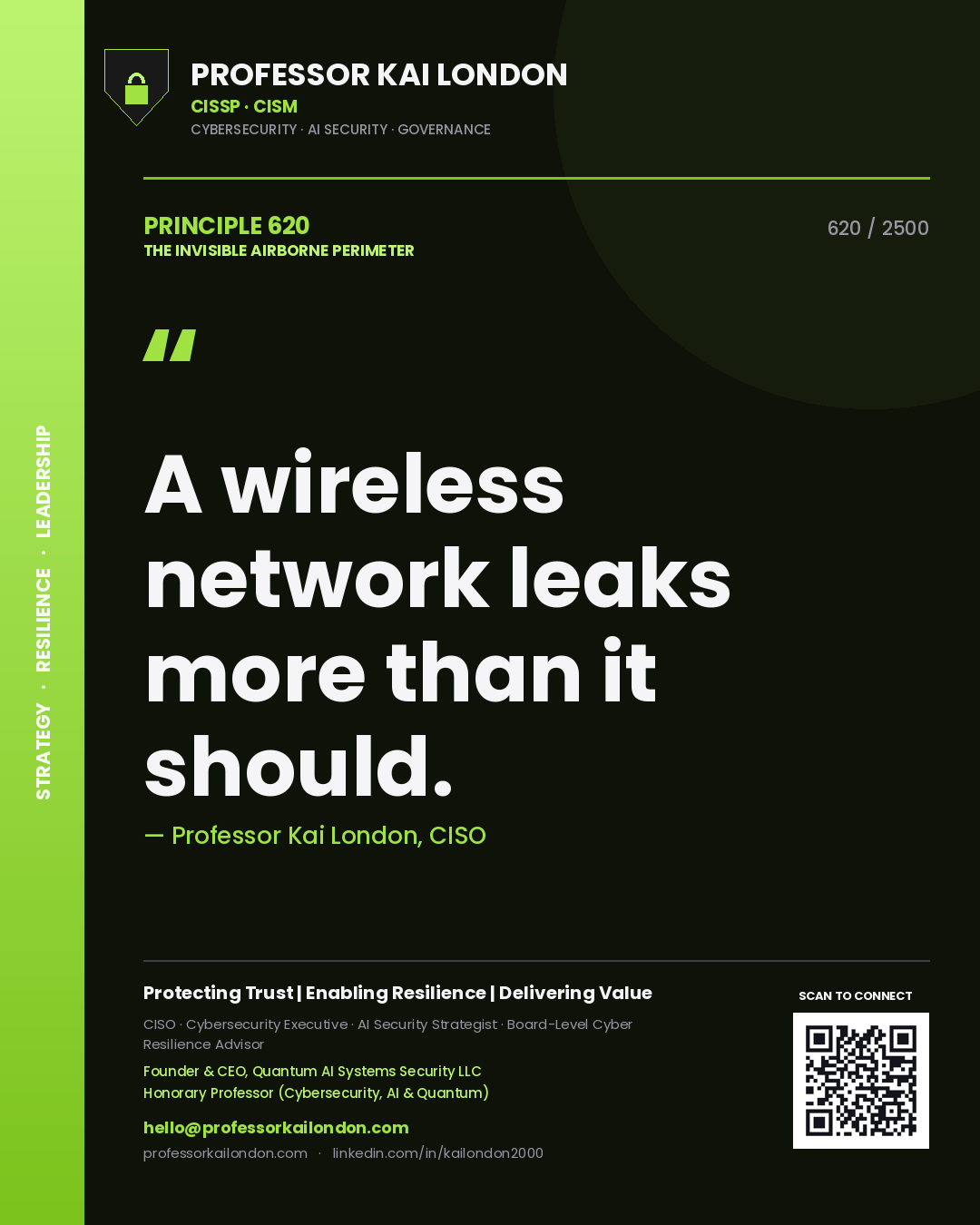Professor Kai London principle 620: A wireless network leaks more than it should.