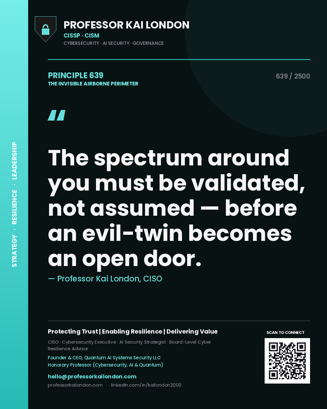 Professor Kai London principle 639: The spectrum around you must be validated, not assumed — before an evil-twin becomes an open door.