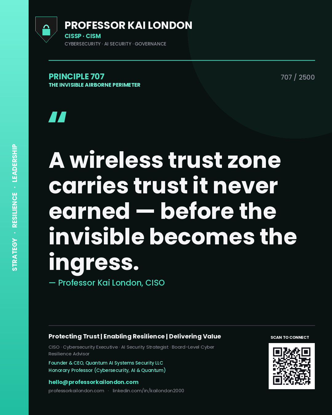 Professor Kai London principle 707: A wireless trust zone carries trust it never earned — before the invisible becomes the ingress.